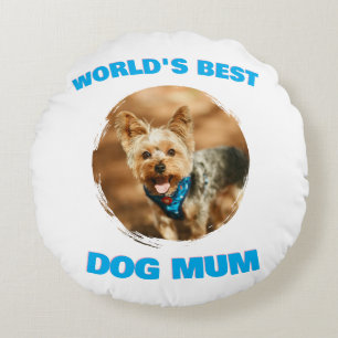 Custom Minimal Best Dog Cat Mum Mum Pet Cute Gift Round Cushion