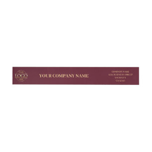 Custom Minimal Burgundy Red Business Logo Branded Wrap Around Label