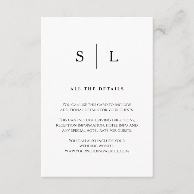 Custom Minimal&Chic Border |Wedding Guest Details  Enclosure Card (Front)