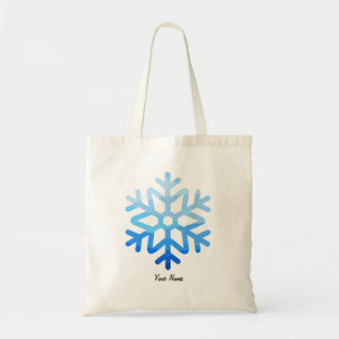 Custom Minimal Cool Aesthetic Blue Snowflake Tote Bag