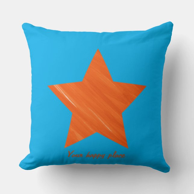 Custom Minimal Cool Aesthetic Orange Star   Cushion (Front)