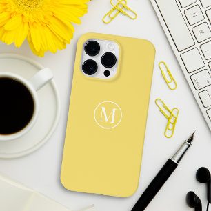 Custom Minimal Elegant Monogram Lemon Yellow Soft Case-Mate iPhone 14 Pro Max Case