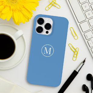 Custom Minimal Elegant Monogram Light Pastel Blue Case-Mate iPhone 14 Pro Max Case