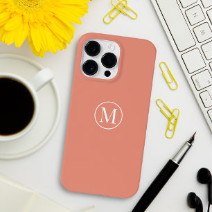 Custom Minimal Elegant Monogram Orange Peach Coral Case-Mate iPhone 14 Pro Max Case