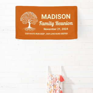 Custom minimal fall burnt orange family reunion banner