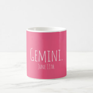 Custom Minimal Gemini Birthday Month Pink Coffee Mug