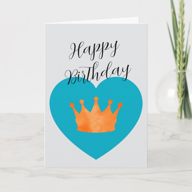 Custom Minimal Geometric Modern Crown Birthday  Card (Front)
