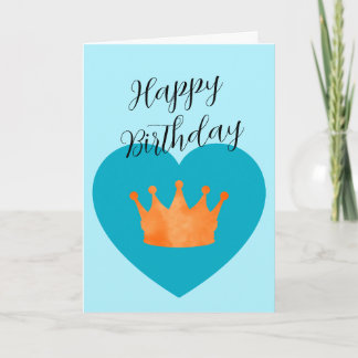Custom Minimal Geometric Modern Crown Birthday Card