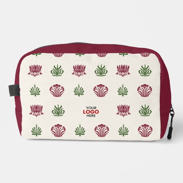 Custom Minimal Indian Floral Block Print Style Dopp Kit (Front)