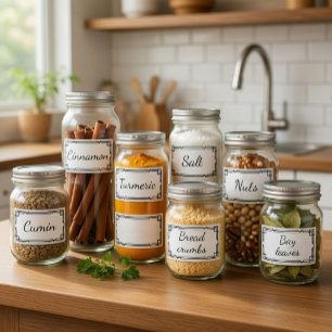 Custom Minimal Kitchen Spices Storage Labels