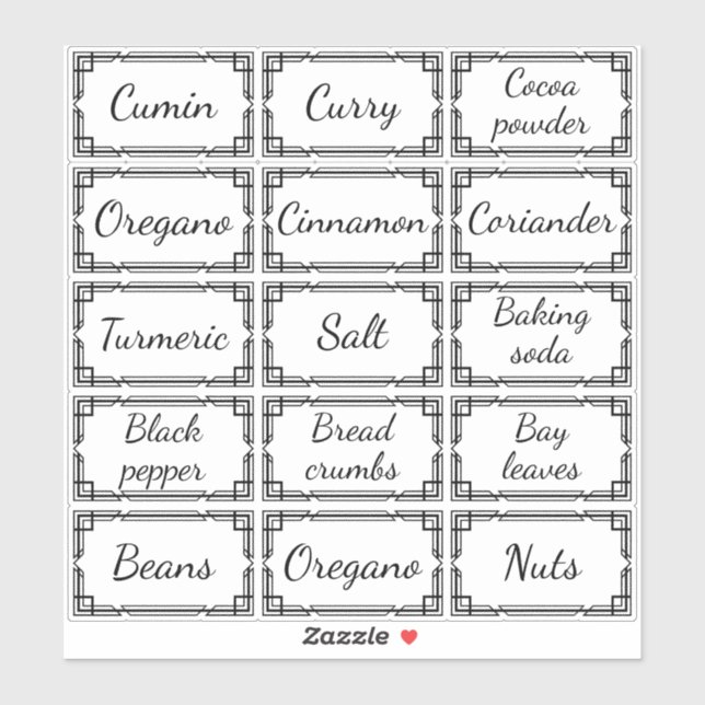 Custom Minimal Kitchen Spices Storage Labels (Sheet)