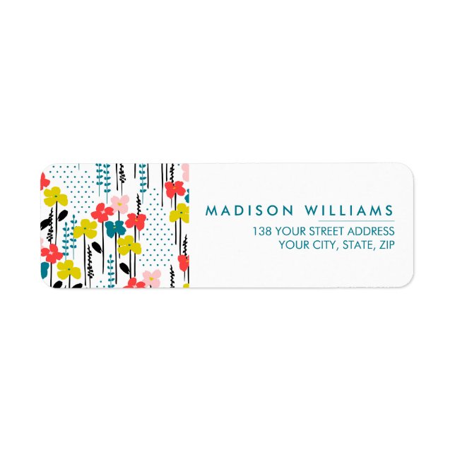Custom Minimal Modern Flowers Label Return Address Label (Front)