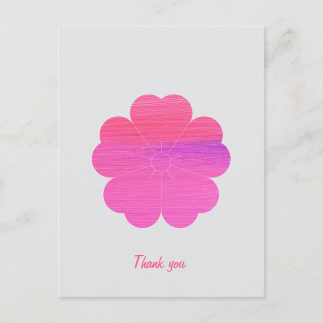 Custom Minimal Modern Geometric Pink Flower Postcard (Front)