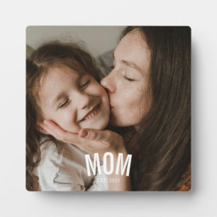 Custom Minimal Modern Mum Established Photo Plaque