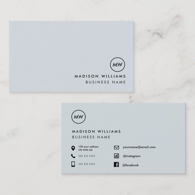 Custom Minimal Monogram Business Card (Front/Back)