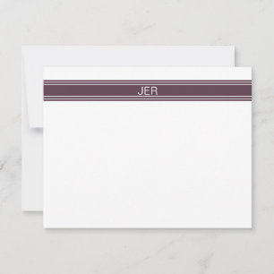 Custom Minimal Monogram Merlot Stripe Card