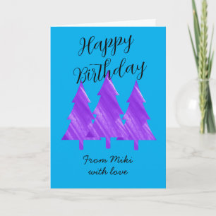 Custom Minimal Mordern Purple Trees Birthday Card