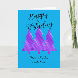 Custom Minimal Mordern Purple Trees Birthday  Card