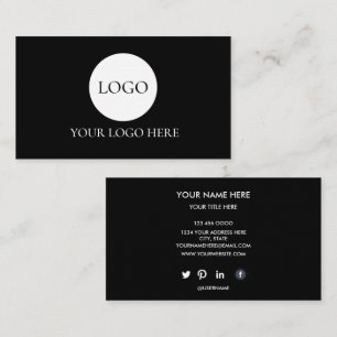 Custom Minimalist ADD your logo black and white Business Card