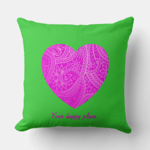 Custom Minimalist Aesthetic Geometric Pink Heart Cushion