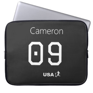 Custom Minimalist American Athlete Monochromatic Laptop Sleeve
