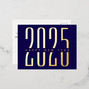 Custom Minimalist and Elegant 2025 Happy New Year Foil Holiday Postcard