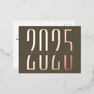 Custom Minimalist and Elegant 2025 Happy New Year Foil Holiday Postcard