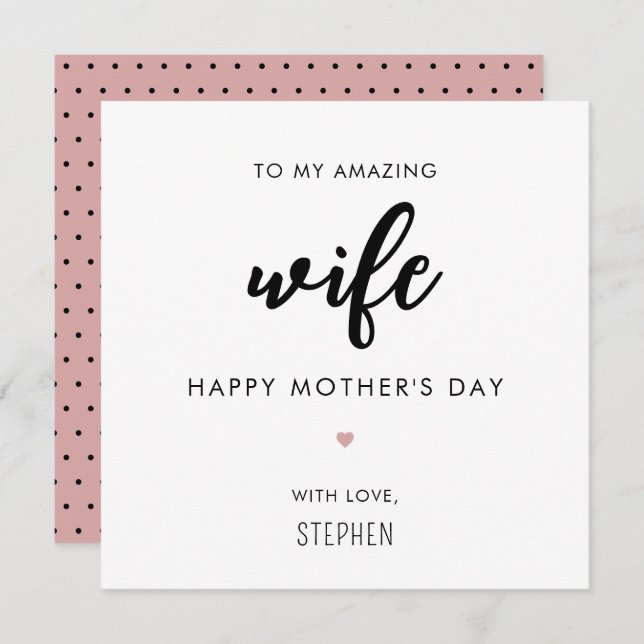 Custom Minimalist and Modern Wife Mother's Day Card (Front/Back)