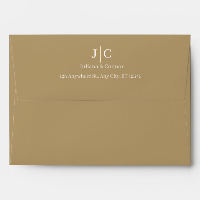 Custom Minimalist Arch Outline Gold Monogram  Envelope (Back (Top Flap))