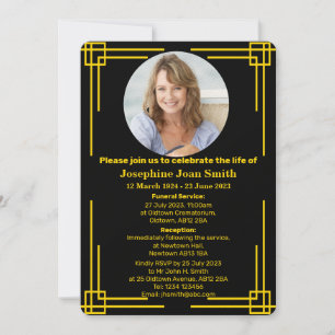 Custom Minimalist Art Deco Frame Funeral Invitation