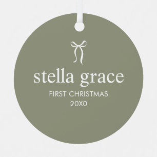 Custom Minimalist Baby's First Christmas Elegant Metal Tree Decoration