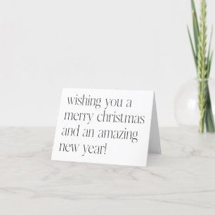 Custom Minimalist Black White Christmas New Year Holiday Card