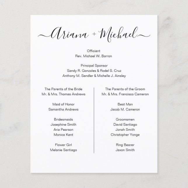 Custom Minimalist Black White Simple bridal party  (Front)