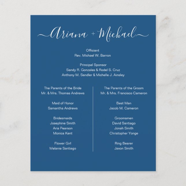 Custom Minimalist Blue White Simple bridal party  (Front)