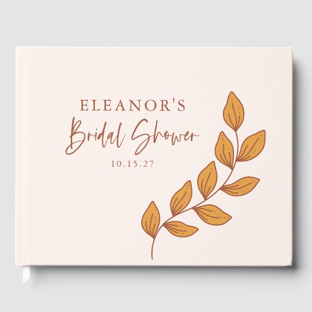Custom Minimalist Botanical Nature Bridal Shower Guest Book (Front)