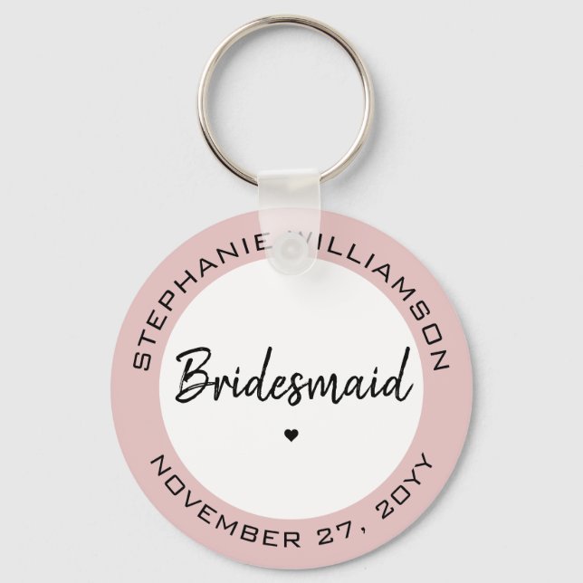 Custom Minimalist Bridesmaid Personalised Gift Key Ring (Front)
