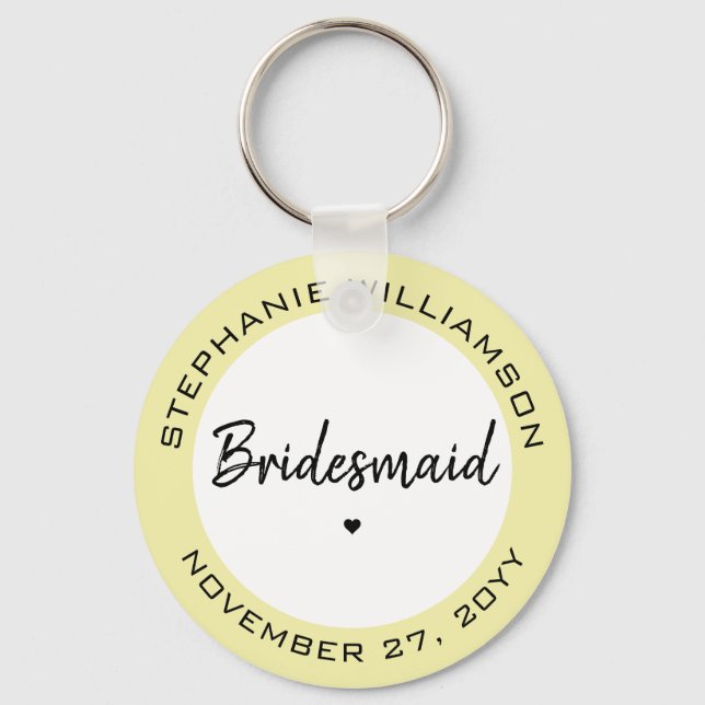 Custom Minimalist Bridesmaid Personalised Gift Key Ring (Front)