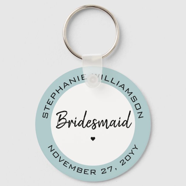 Custom Minimalist Bridesmaid Personalised Gift Key Ring (Front)