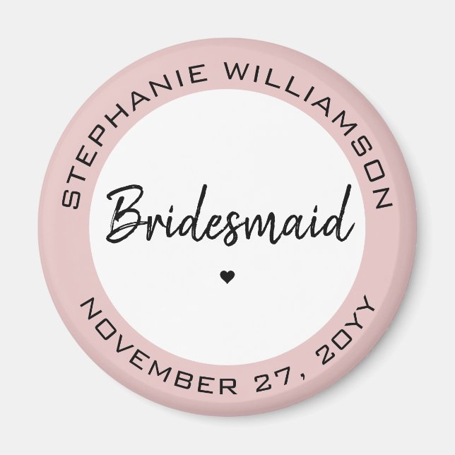 Custom Minimalist Bridesmaid Personalised Gift Magnet (Front)