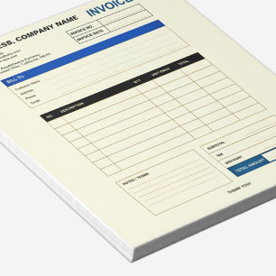 Custom Minimalist Business Invoice Sales Receipt Notepad