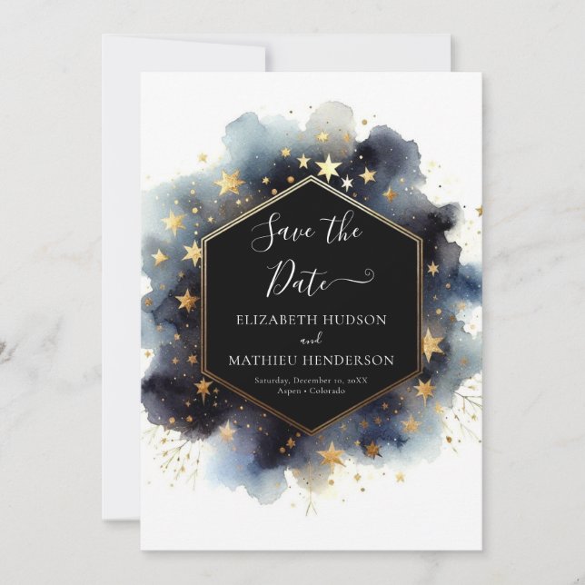 Custom Minimalist Celestial Wedding Save The Date (Front)