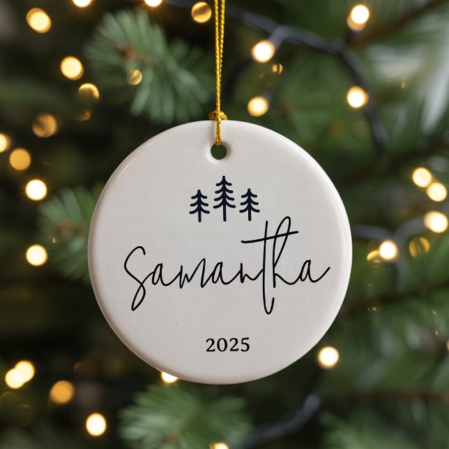 Custom Minimalist Christmas Tree Ornament for Her (personalized christmas ornament, minimalist ornament, family christmas ornament for her or him,)