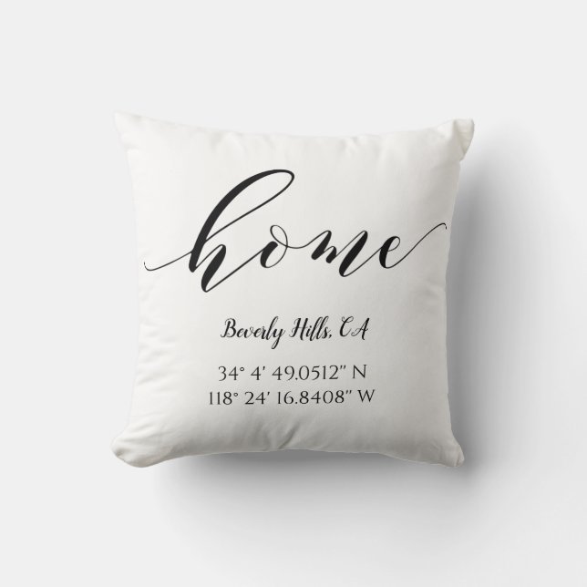 Custom Minimalist City State GPS Coordinates Cushion (Front)