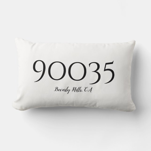 Custom Minimalist City State Zip Code Location Lumbar Cushion (Front)
