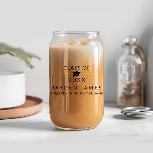 Custom Minimalist Class of 2025 Graduation Party Can Glass