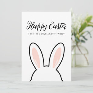 Custom Minimalist Cute Bunny Ears Happy Easter Card