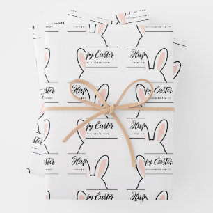 Custom Minimalist Cute Bunny Ears Happy Easter Wrapping Paper Sheet