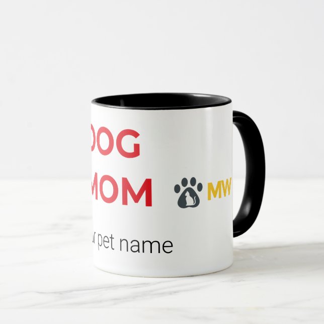 Custom Minimalist Dog Mom Two-Tone Mug – Personali (Front Right)