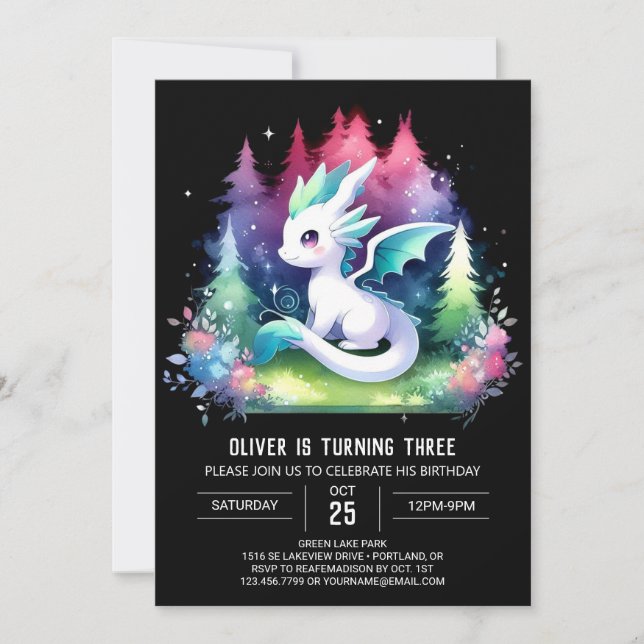 Custom Minimalist Dragon Birthday Invitation (Front)