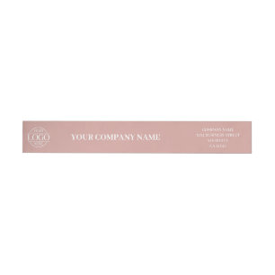 Custom Minimalist Dusty Rose Business Logo Branded Wrap Around Label